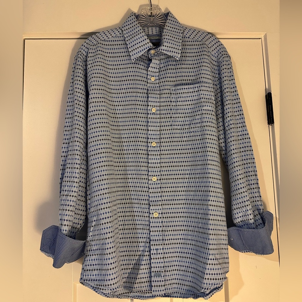 Johnston & Murphy Shades of Blue Patterned long sleeve Shirt M